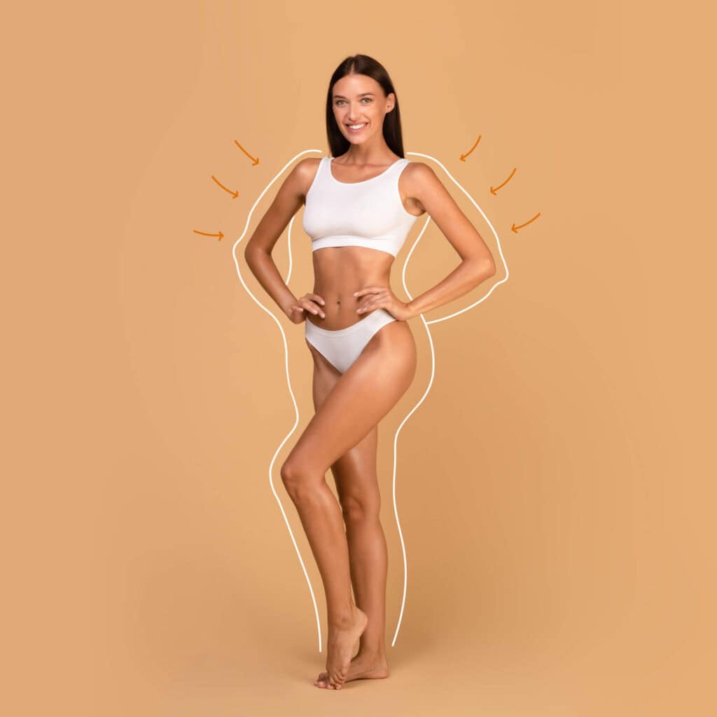 Slim fit női modell, Body&Shape infraszolás, fogyás, testformálás, alakformáló kezelés.